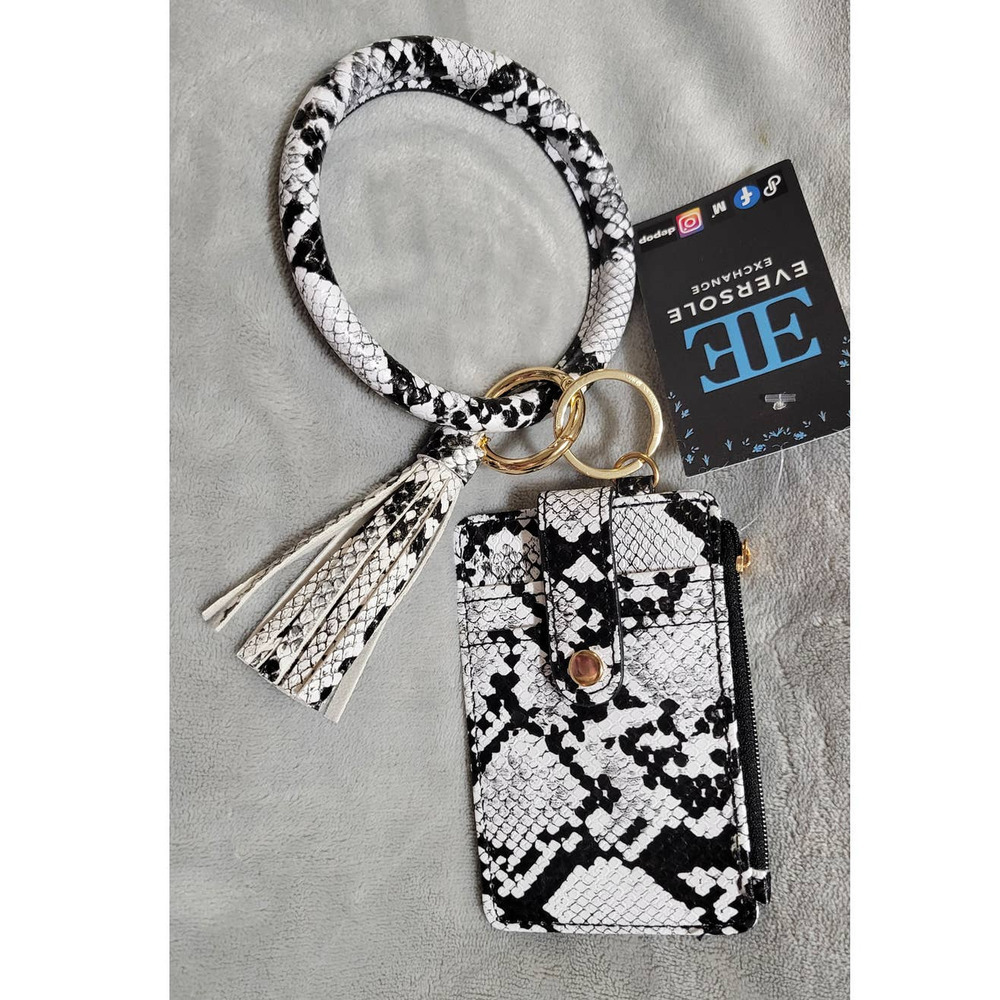 Snakeskin Keychain Card Wallet With Matching Wristlet